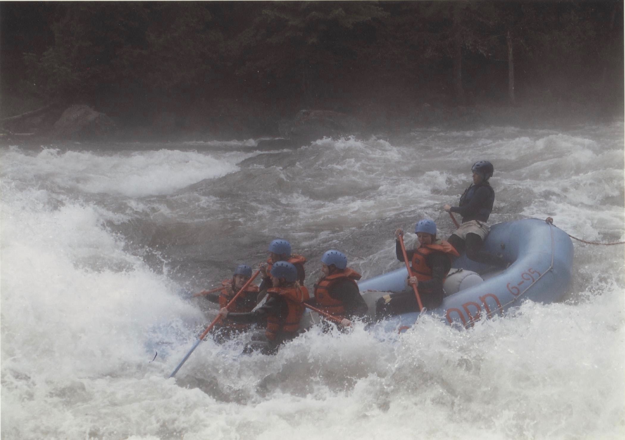 Jessica guiding a rafting group on the Kennebec River in Maine